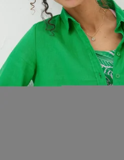 FatFace Olivia Linen Shirt Bright Green Discount