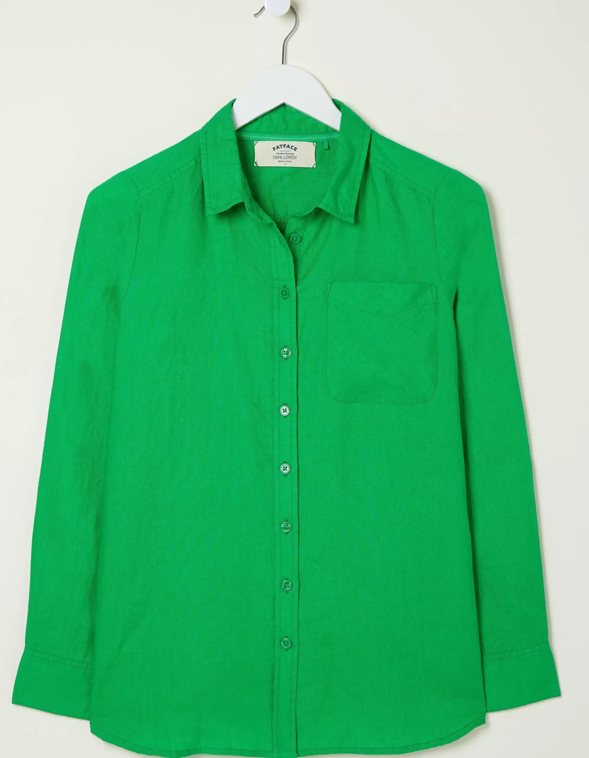FatFace Olivia Linen Shirt Bright Green Discount