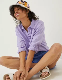 FatFace Olivia Linen Shirt Lilac Discount