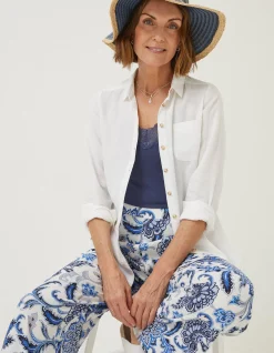 FatFace Olivia Linen Shirt White Outlet