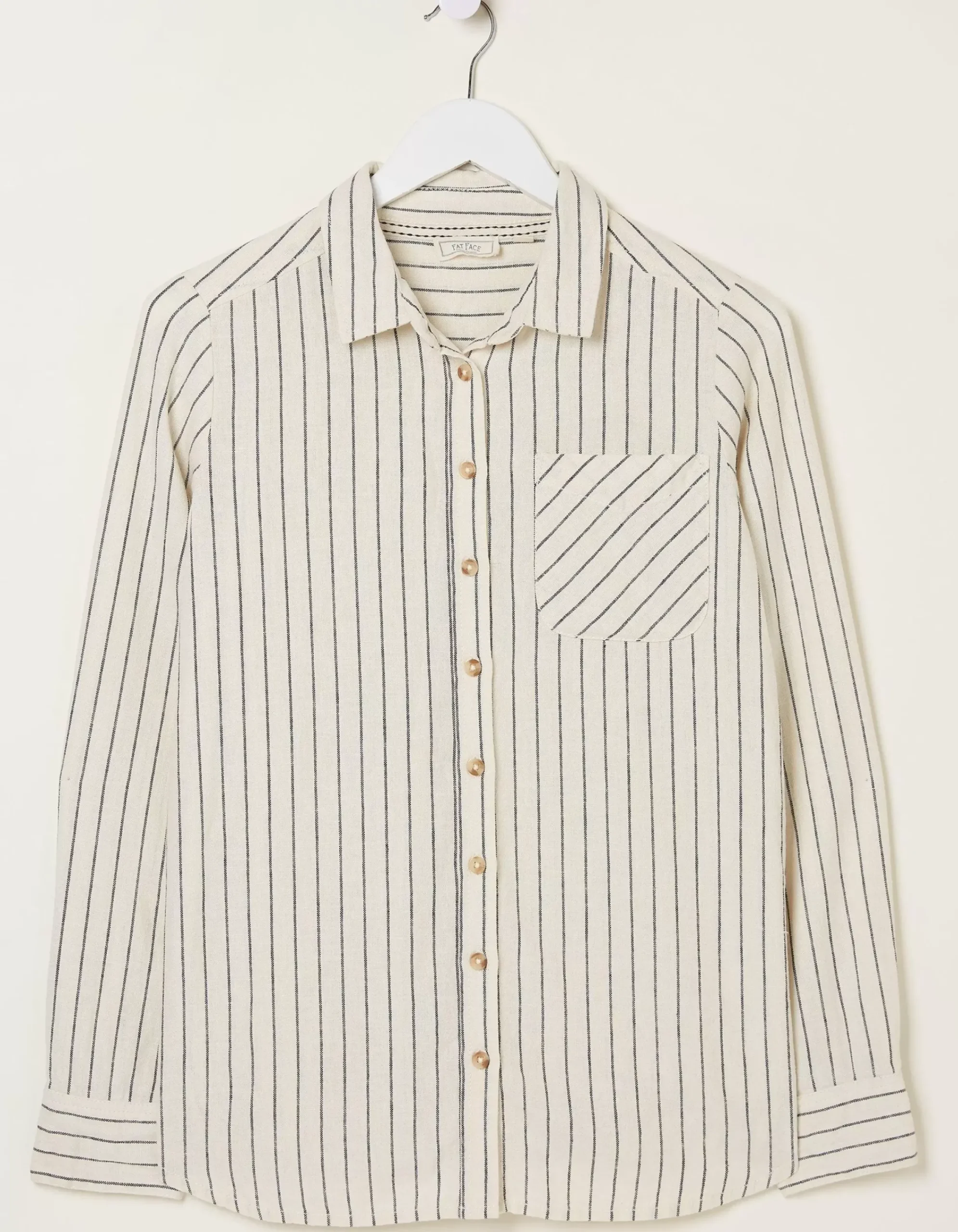 FatFace Olivia Stripe Linen Blend Shirt Ivory Clearance