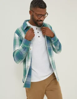 FatFace Ombre Check Shirt Washed Blue Hot