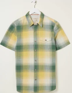 FatFace Ombre Check Shirt Khaki Green Outlet