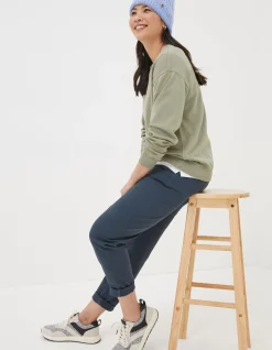 FatFace Organic Cotton Georgia Crew Sweatshirt Sage Green Sale