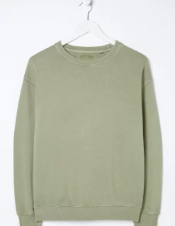 FatFace Organic Cotton Georgia Crew Sweatshirt Sage Green Sale
