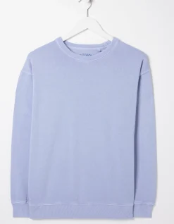 FatFace Organic Cotton Georgia Crew Sweatshirt Washed Blue Discount