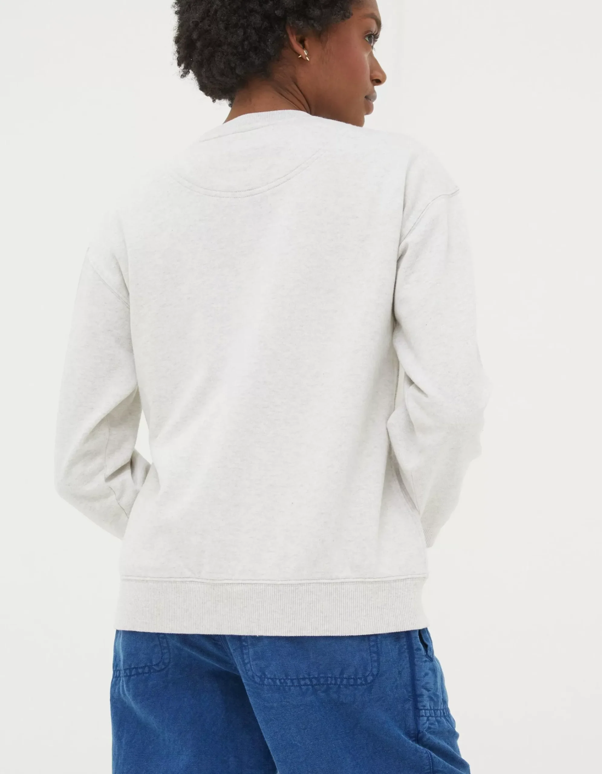 FatFace Organic Cotton Georgia Crew Sweatshirt Grey Marl Sale
