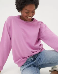 FatFace Organic Cotton Georgia Crew Sweatshirt Berry Pink