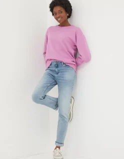 FatFace Organic Cotton Georgia Crew Sweatshirt Berry Pink