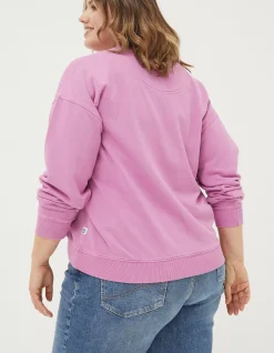 FatFace Organic Cotton Georgia Crew Sweatshirt Berry Pink