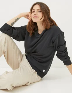 FatFace Organic Cotton Georgia Crew Sweatshirt Black Clearance