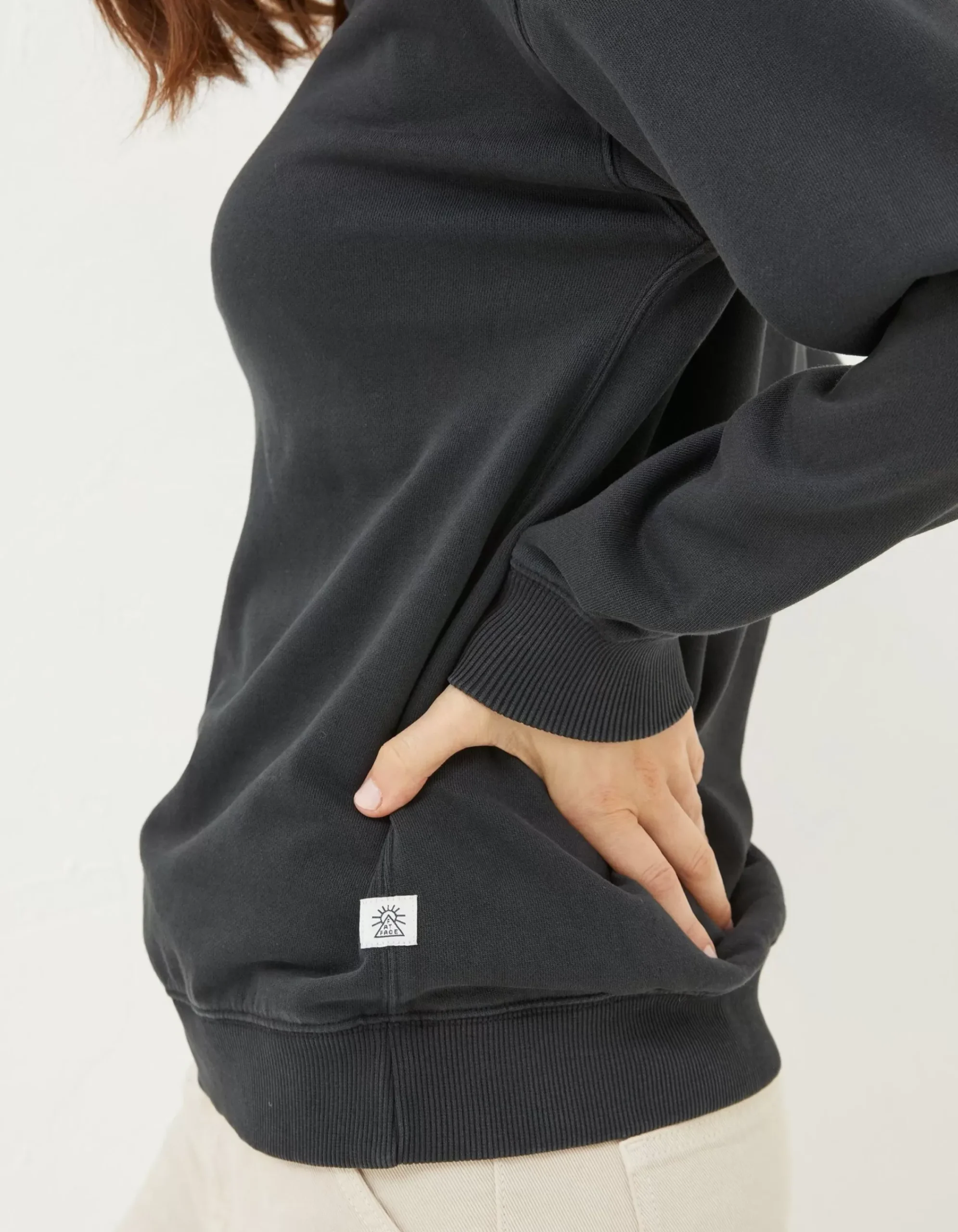 FatFace Organic Cotton Georgia Crew Sweatshirt Black Clearance
