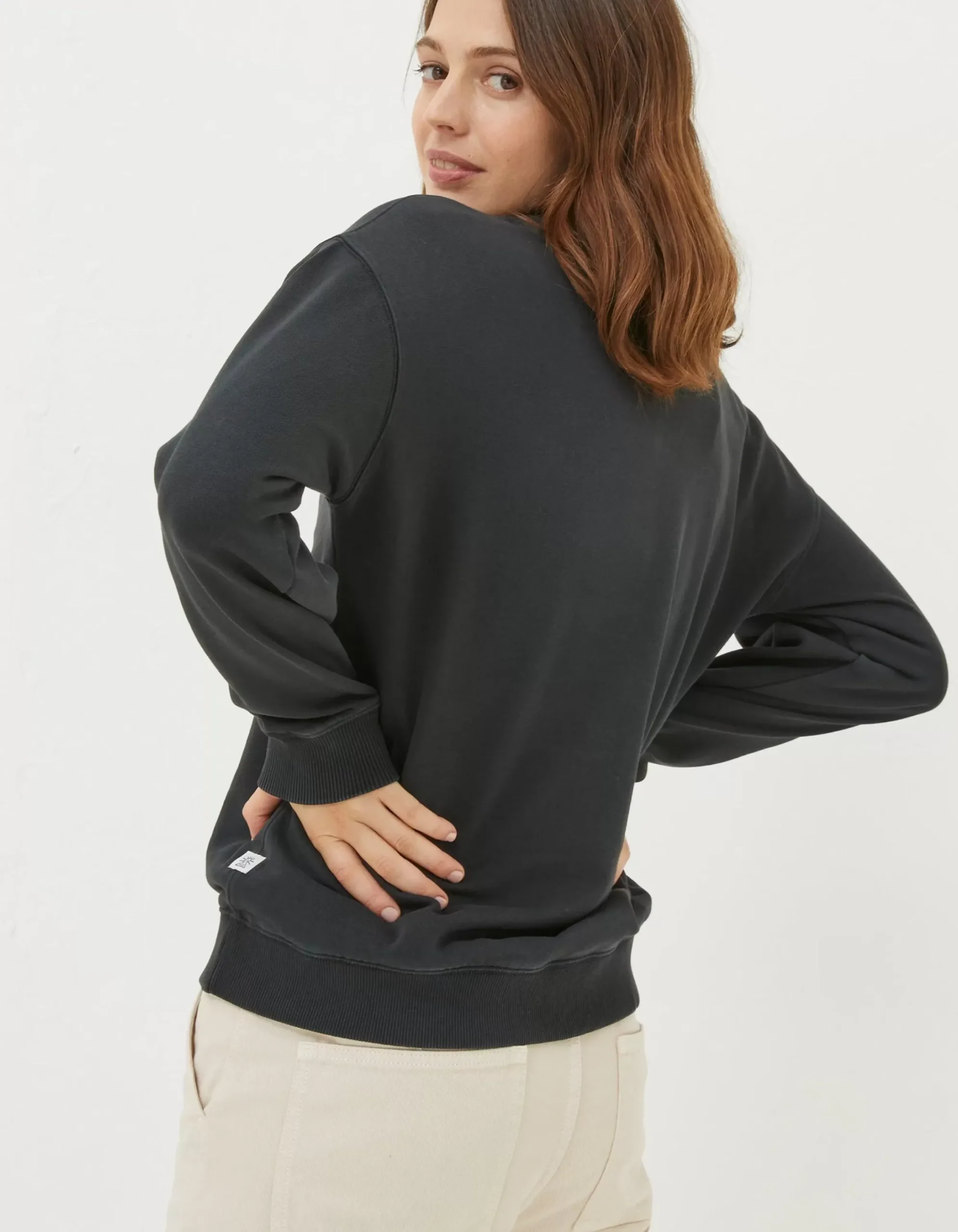 FatFace Organic Cotton Georgia Crew Sweatshirt Black Clearance