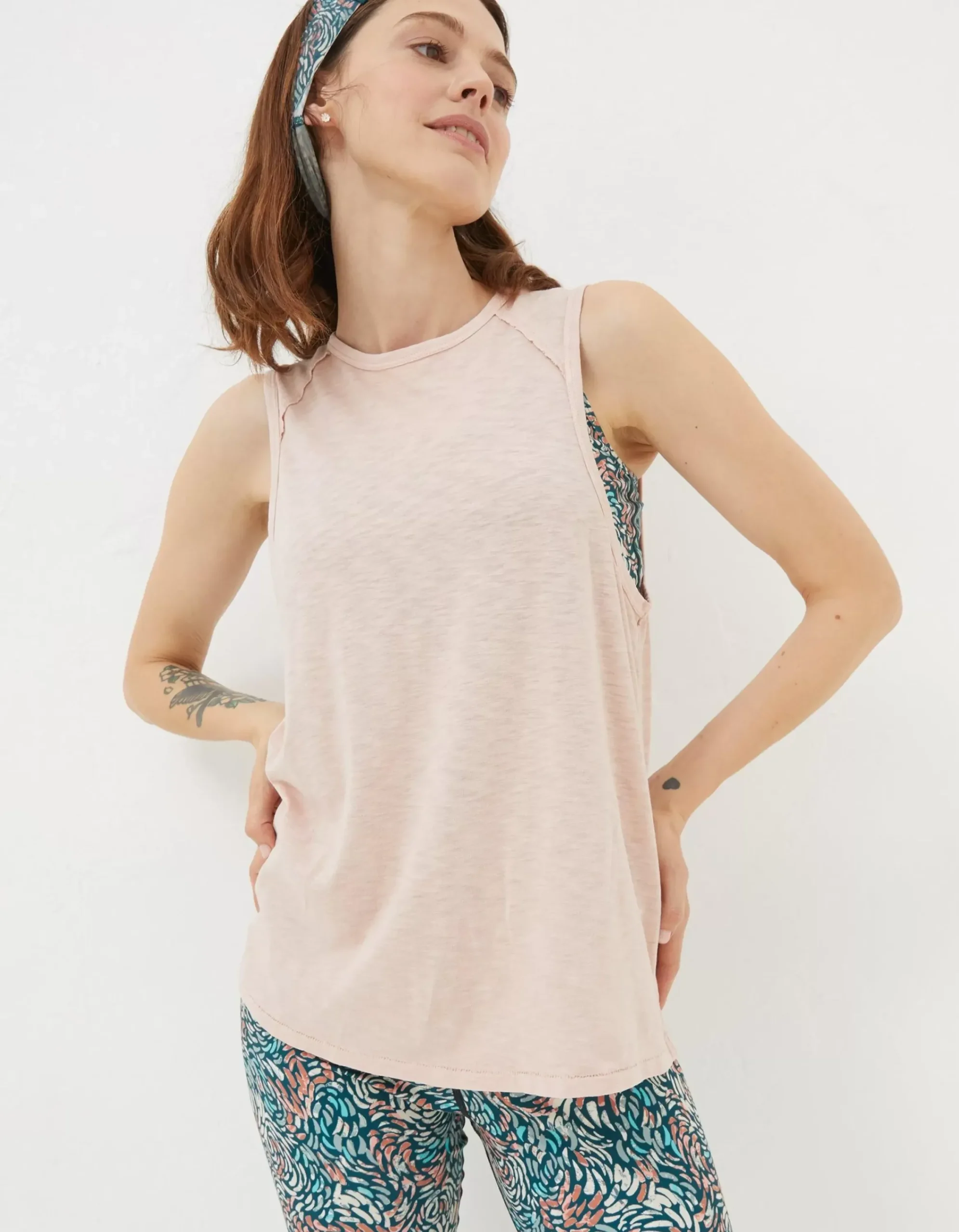 FatFace Organic Cotton Ione Vest Light Pink Outlet