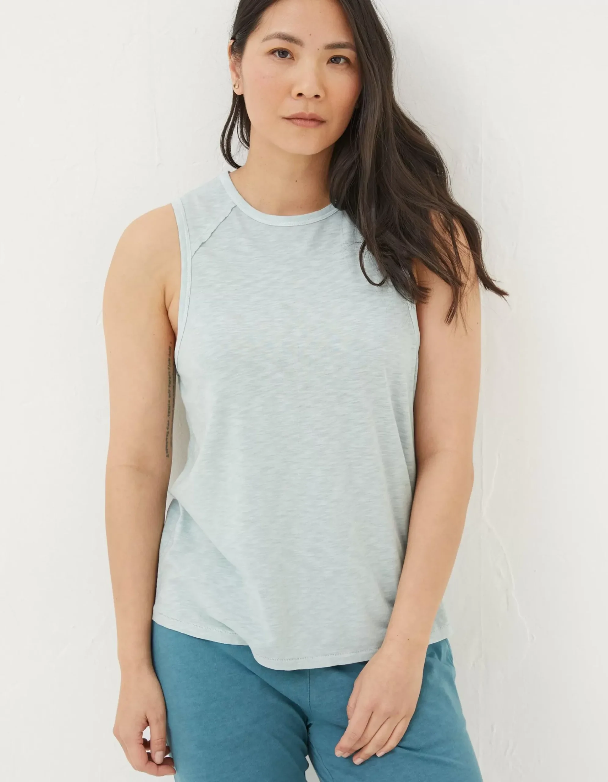 FatFace Organic Cotton Ione Vest Ice Blue