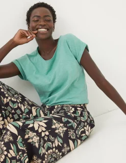 FatFace Organic Cotton Ivy T Shirt Green Outlet