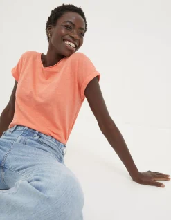 FatFace Organic Cotton Ivy T Shirt Bright Orange Online