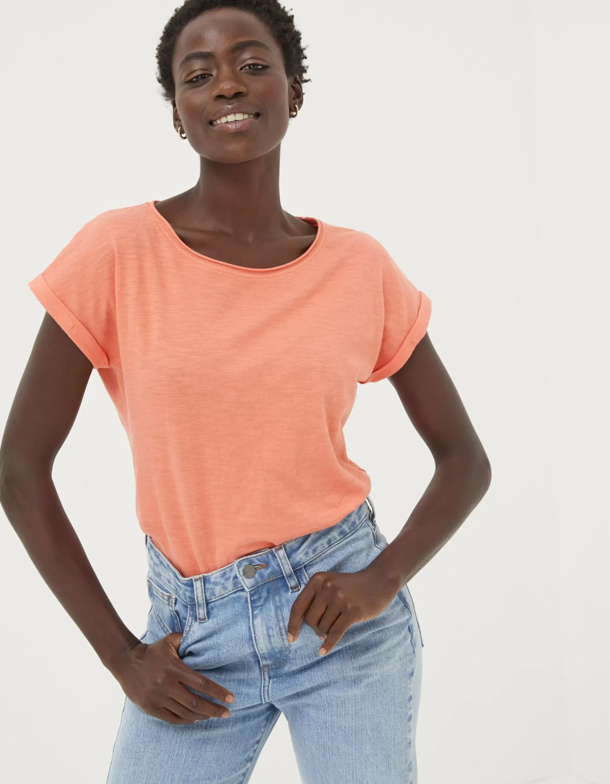 FatFace Organic Cotton Ivy T Shirt Bright Orange Online