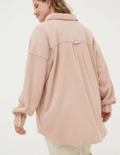 FatFace Organic Cotton Liza Waffle Shirt Light Pink Discount