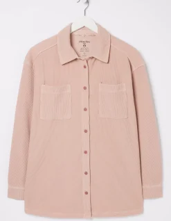 FatFace Organic Cotton Liza Waffle Shirt Light Pink Discount