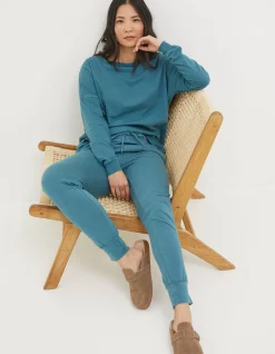 FatFace Organic Cotton Ottilie Jogger Light Teal Blue Clearance