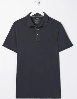 FatFace Organic Cotton Pique Polo Washed Black Clearance