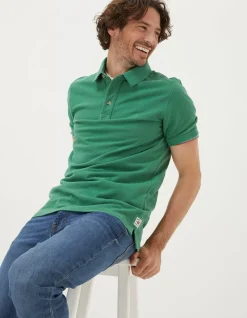 FatFace Organic Cotton Pique Polo Bright Green Clearance
