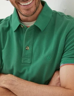 FatFace Organic Cotton Pique Polo Bright Green Clearance
