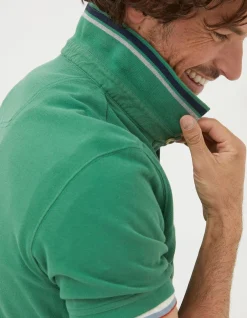 FatFace Organic Cotton Pique Polo Bright Green Clearance