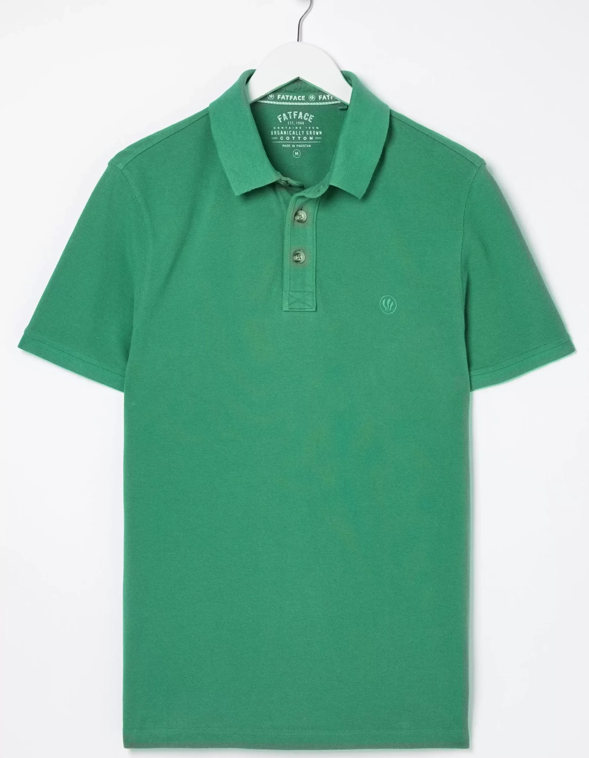 FatFace Organic Cotton Pique Polo Bright Green Clearance