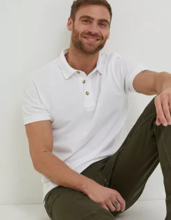FatFace Organic Cotton Pique Polo White