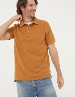 FatFace Organic Cotton Pique Polo Yellow Marl New