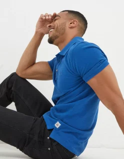 FatFace Organic Cotton Pique Polo Cobalt Blue Outlet