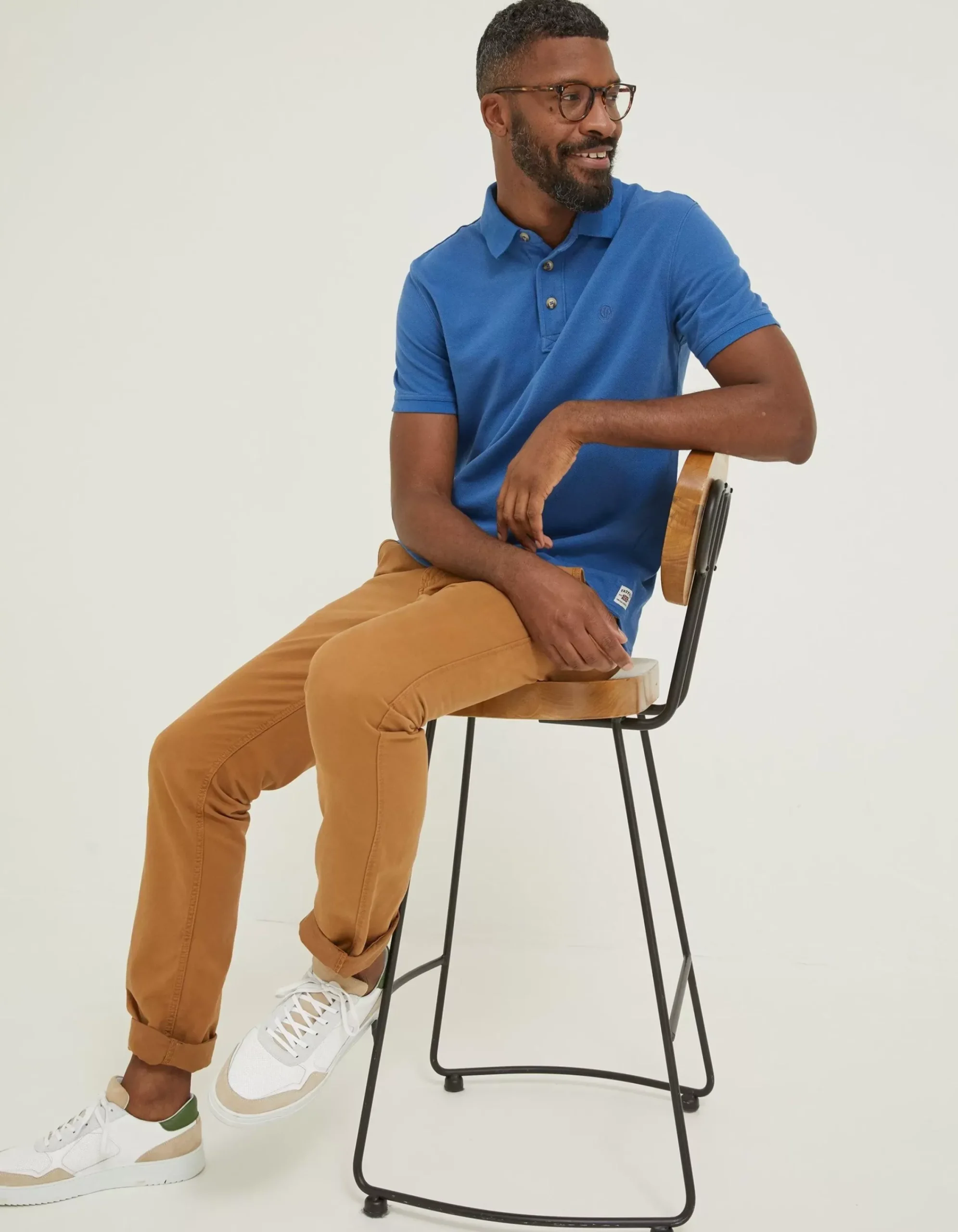 FatFace Organic Cotton Pique Polo Cobalt Blue Outlet