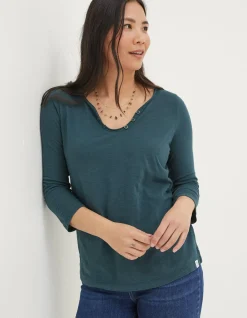 FatFace Organic Cotton Porter T Shirt Dark Teal Green Best