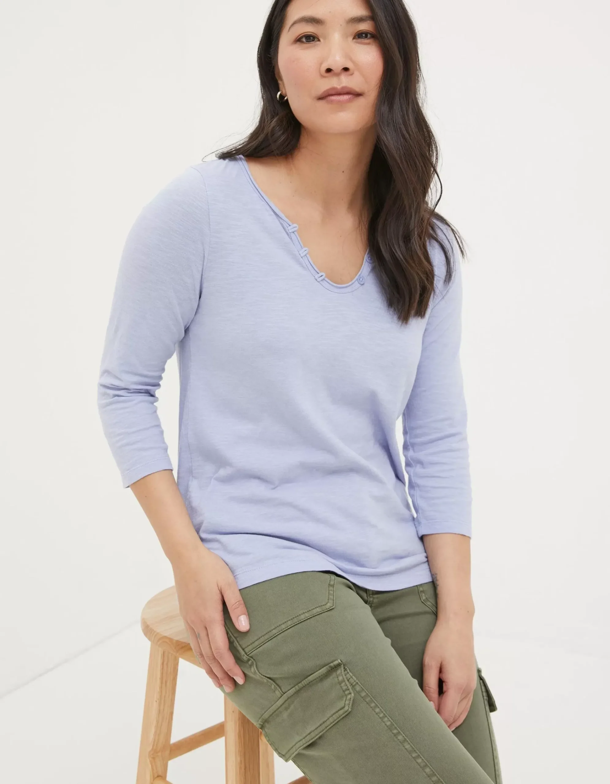 FatFace Organic Cotton Porter T Shirt Washed Blue Discount