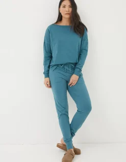 FatFace Organic Cotton Valo Top Light Teal Blue