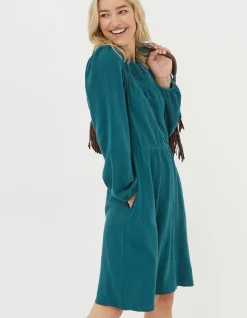 FatFace Orla Jersey Dress Dark Teal Green Hot