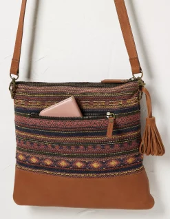 FatFace Orla Woven Mix Crossbody Bag Multi New