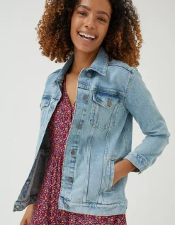 FatFace Ottilee Denim Jacket Light Blue New