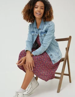 FatFace Ottilee Denim Jacket Light Blue New