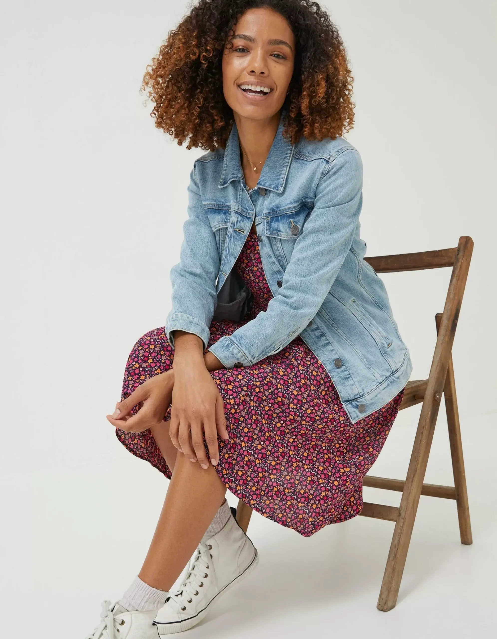 FatFace Ottilee Denim Jacket Light Blue New