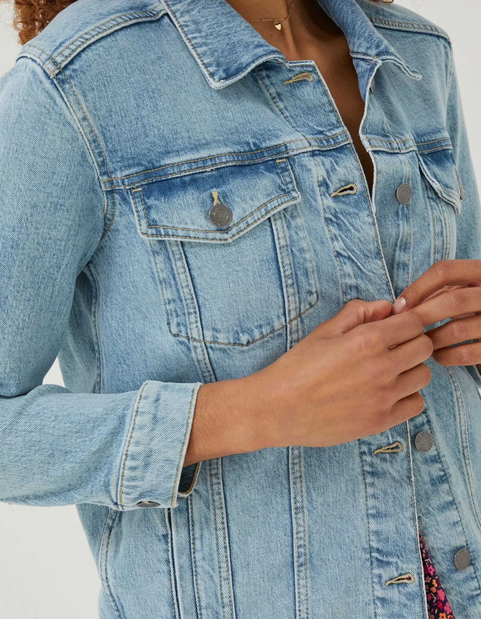 FatFace Ottilee Denim Jacket Light Blue New
