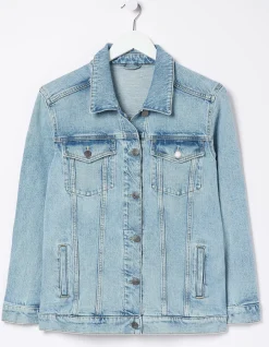 FatFace Ottilee Denim Jacket Light Blue New