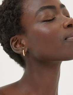 FatFace Oval Huggy Hoop Earrings Gold Outlet