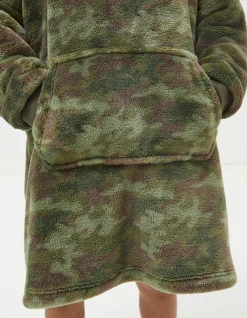 FatFace Oversized Camo Hoodie Khaki Green New