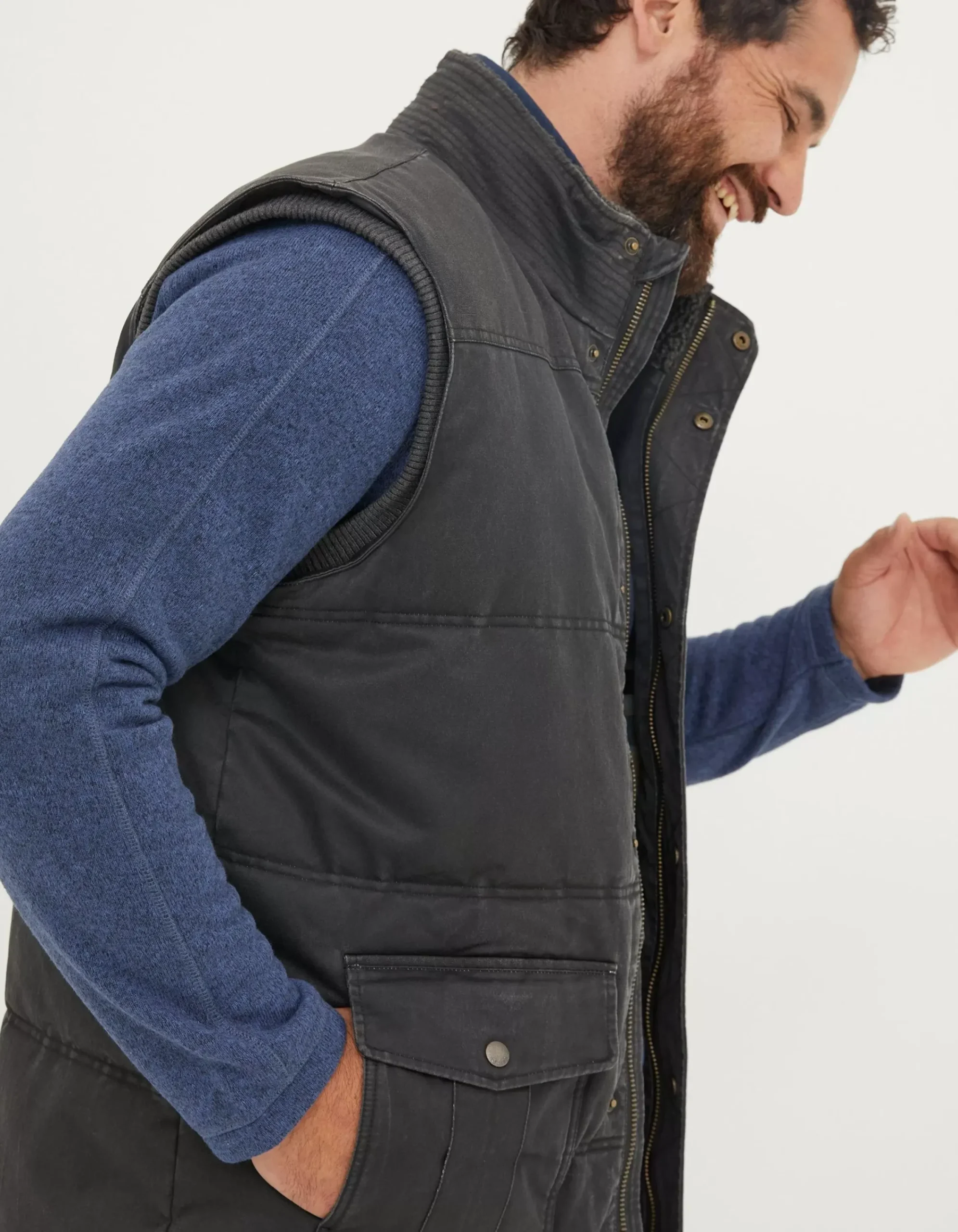 FatFace Paignton Gilet Charcoal Grey Clearance