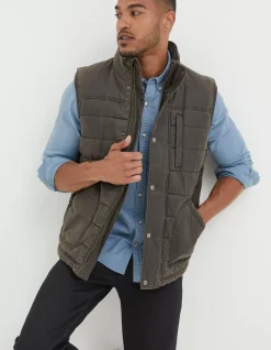 FatFace Paignton Quilted Gilet Brown Sale
