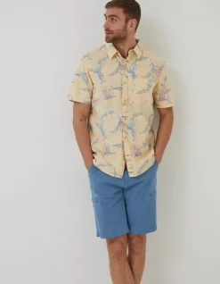 FatFace Paradise Print Shirt Washed Yellow Clearance