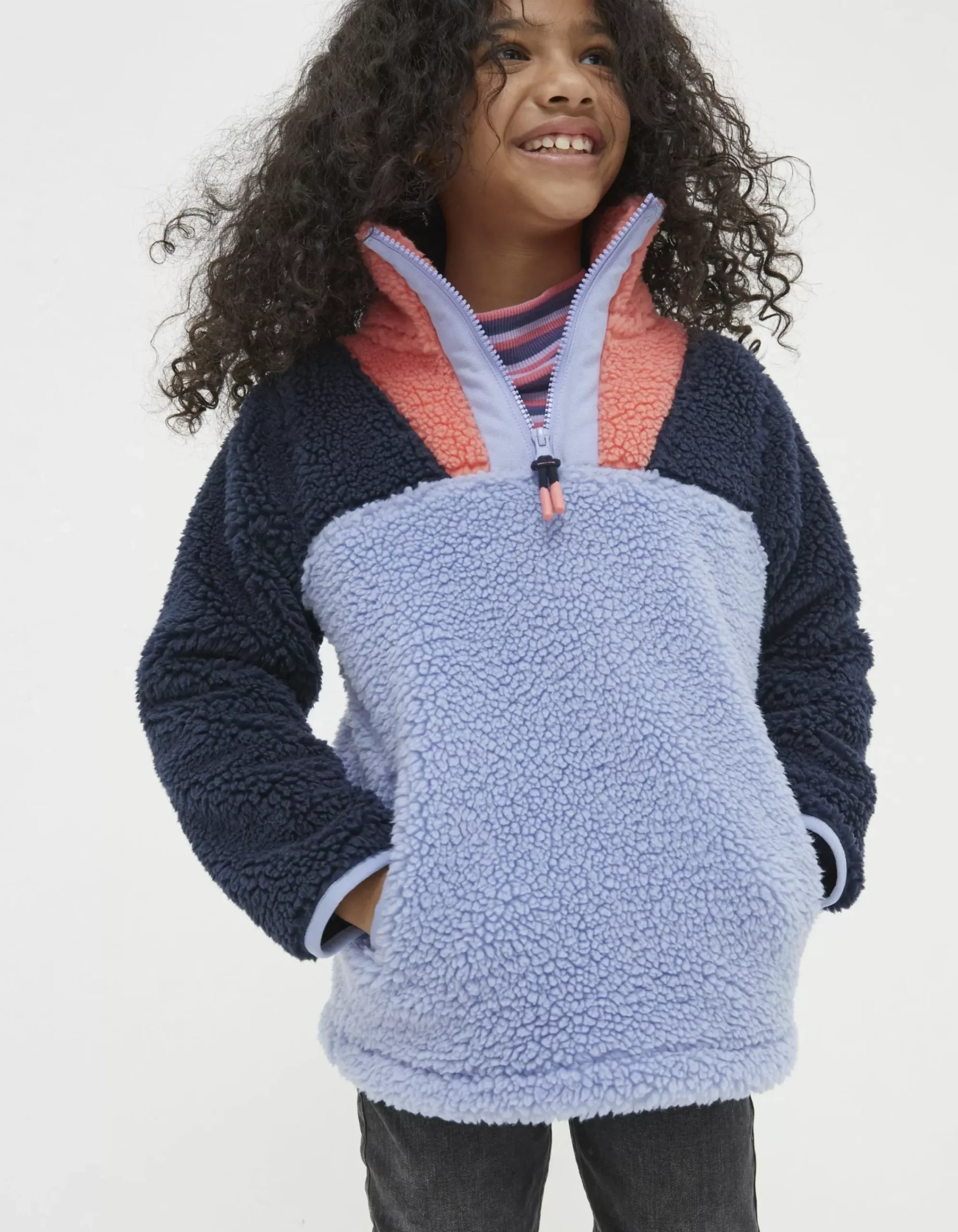 FatFace Parker Fleece Half Neck Sweatshirt Blue Outlet